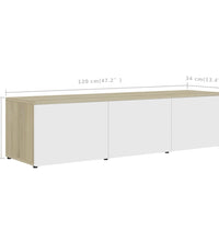 TV-Schrank Weiß und Sonoma-Eiche 120x34x30 cm Holzwerkstoff