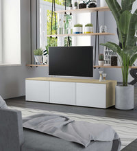 TV-Schrank Weiß und Sonoma-Eiche 120x34x30 cm Holzwerkstoff