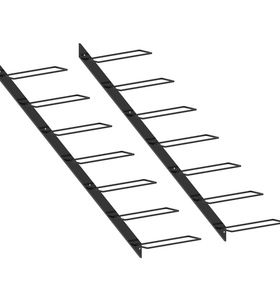 Wand-Weinregale für 14 Flaschen 2 Stk. Schwarz Metall