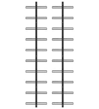 Wand-Weinregale für 20 Flaschen 2 Stk. Schwarz Metall