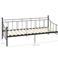Tagesbett-Rahmen Schwarz Metall 90×200 cm