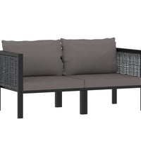2-Sitzer-Sofa mit Auflage Anthrazit Poly Rattan