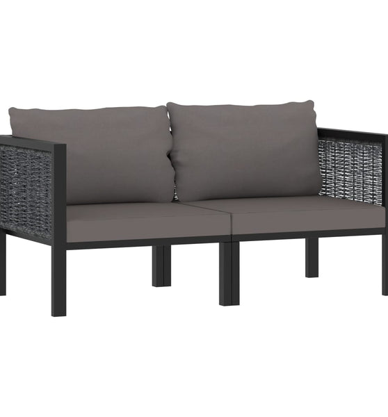 2-Sitzer-Sofa mit Auflage Anthrazit Poly Rattan