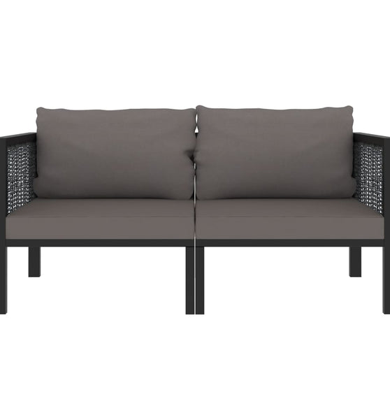 2-Sitzer-Sofa mit Auflage Anthrazit Poly Rattan