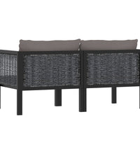 2-Sitzer-Sofa mit Auflage Anthrazit Poly Rattan