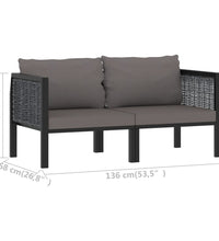 2-Sitzer-Sofa mit Auflage Anthrazit Poly Rattan
