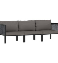 3-Sitzer-Sofa mit Auflage Anthrazit Poly Rattan