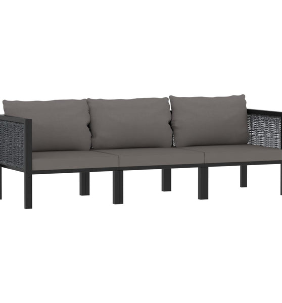 3-Sitzer-Sofa mit Auflage Anthrazit Poly Rattan
