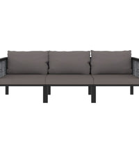 3-Sitzer-Sofa mit Auflage Anthrazit Poly Rattan