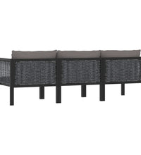 3-Sitzer-Sofa mit Auflage Anthrazit Poly Rattan