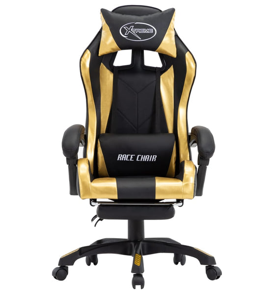 Gaming-Stuhl mit Fußstütze Golden und Schwarz Kunstleder