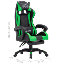 Gaming-Stuhl mit Fußstütze Grün und Schwarz Kunstleder