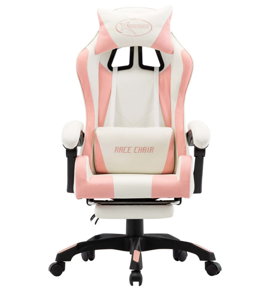 Gaming-Stuhl mit Fußstütze Rosa und Weiß Kunstleder
