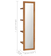 Wandspiegel mit Regalen 30×30×120 cm Teak Massivholz