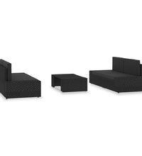 5-tlg. Garten-Lounge-Set Poly Rattan Schwarz