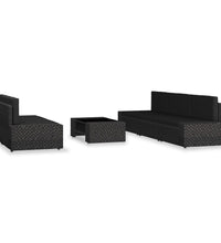 6-tlg. Garten-Lounge-Set Poly Rattan Schwarz