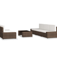 6-tlg. Garten-Lounge-Set Poly Rattan Braun