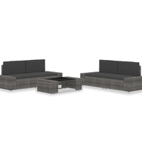 5-tlg. Garten-Lounge-Set Poly Rattan Grau