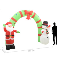 Aufblasbarer Weihnachtsmann und Schneemann Deko Bogen LED 223cm