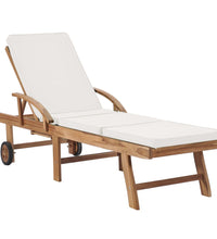 Sonnenliegen mit Auflagen 2 Stk. Massivholz Teak Creme