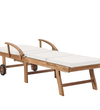 Sonnenliegen mit Auflagen 2 Stk. Massivholz Teak Creme