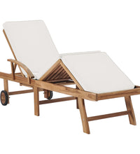 Sonnenliegen mit Auflagen 2 Stk. Massivholz Teak Creme