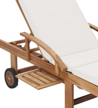 Sonnenliegen mit Auflagen 2 Stk. Massivholz Teak Creme