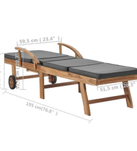 Sonnenliegen mit Auflagen 2 Stk. Massivholz Teak Dunkelgrau