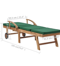 Sonnenliegen mit Auflagen 2 Stk. Massivholz Teak Grün