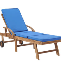 Sonnenliegen mit Auflagen 2 Stk. Massivholz Teak Blau