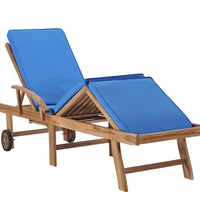 Sonnenliegen mit Auflagen 2 Stk. Massivholz Teak Blau