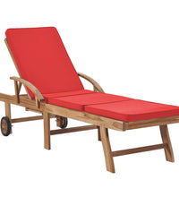 Sonnenliegen mit Auflagen 2 Stk. Massivholz Teak Rot