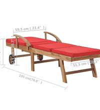 Sonnenliegen mit Auflagen 2 Stk. Massivholz Teak Rot