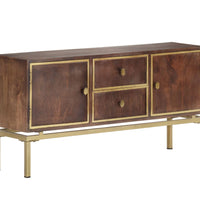 Sideboard 120x29x60 cm Massivholz Mango