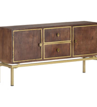 Sideboard 120x29x60 cm Massivholz Mango