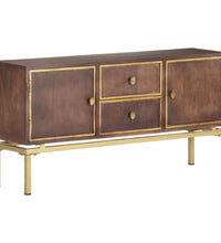 Sideboard 120x29x60 cm Massivholz Mango