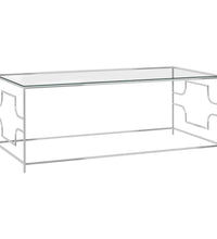 Couchtisch Silbern 120x60x45 cm Edelstahl und Glas