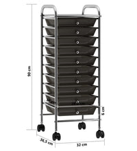 Schubladenwagen mit 10 Schubladen Schwarz Kunststoff