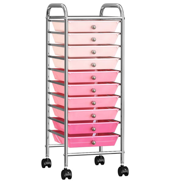 Schubladenwagen mit 10 Schubladen Ombre Rosa Kunststoff