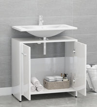 Badezimmerschrank Hochglanz-Weiß 60x33x61 cm Holzwerkstoff