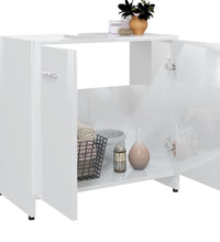 Badezimmerschrank Hochglanz-Weiß 60x33x61 cm Holzwerkstoff