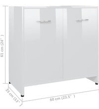 Badezimmerschrank Hochglanz-Weiß 60x33x61 cm Holzwerkstoff