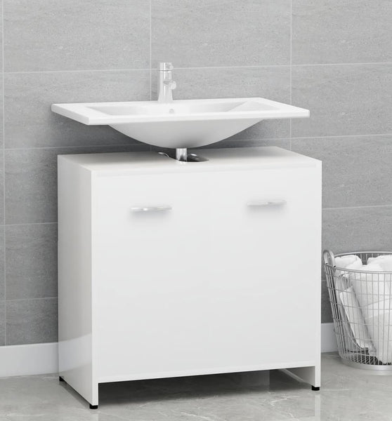Badezimmerschrank Hochglanz-Weiß 60x33x61 cm Holzwerkstoff