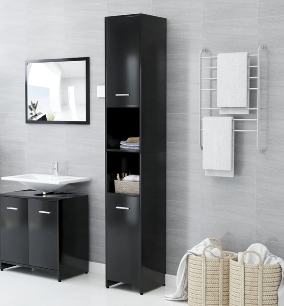 Badezimmerschrank Schwarz 30x30x183,5 cm Holzwerkstoff