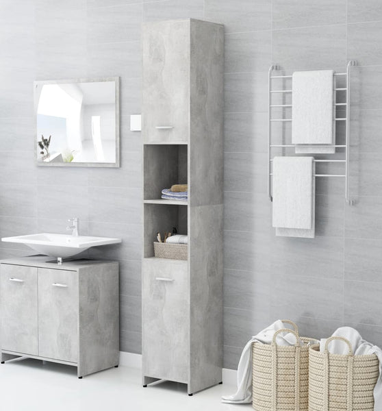 Badezimmerschrank Betongrau 30x30x183,5 cm Holzwerkstoff