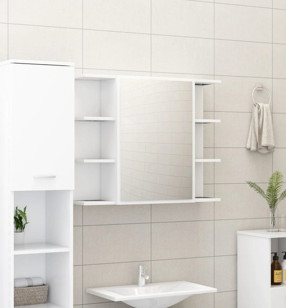 Bad-Spiegelschrank Weiß 80x20,5x64 cm Holzwerkstoff