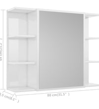 Bad-Spiegelschrank Hochglanz-Weiß 80x20,5x64 cm Holzwerkstoff