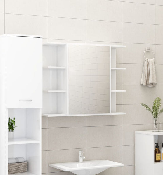 Bad-Spiegelschrank Hochglanz-Weiß 80x20,5x64 cm Holzwerkstoff
