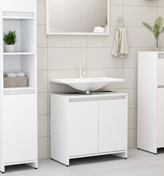 Badezimmerschrank Weiß 60x33x61 cm Holzwerkstoff