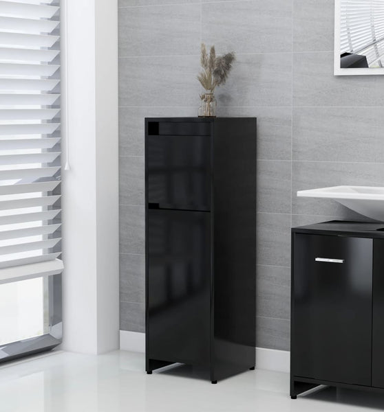 Badezimmerschrank Schwarz 30x30x95 cm Holzwerkstoff